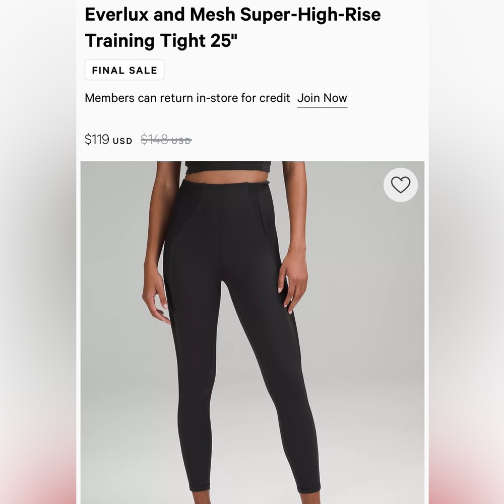 Lululemon everlux and mesh super high rise training tights size 8 contour fit